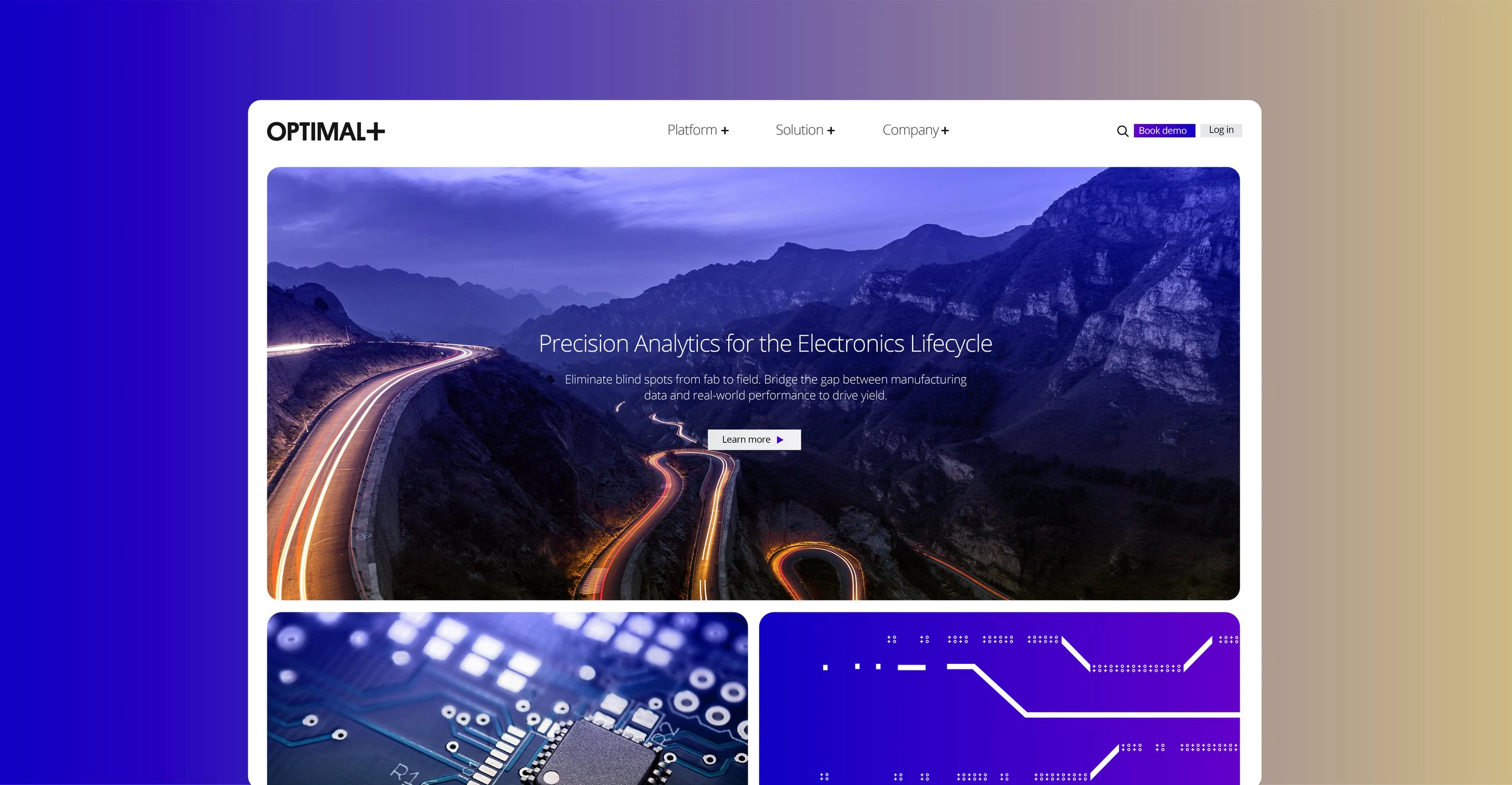 Optimal Plus desktop website experience